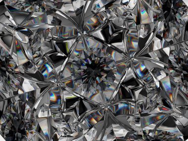 Değerli taş aşırı closeup ve kaleidoscope desen. top yuvarlak taş görünümü 3d render, 3d çizim