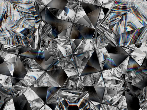 Diamant Textur Nahaufnahme Und Kaleidoskop Draufsicht Auf Runden Edelstein Render — Stockfoto