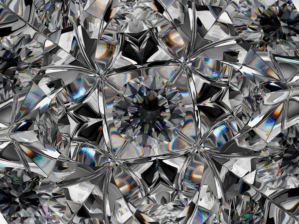 万華鏡効果を持つ宝石マクロのクローズ アップ 丸い宝石の平面図 のレンダリング イラストレーション — ストック写真
