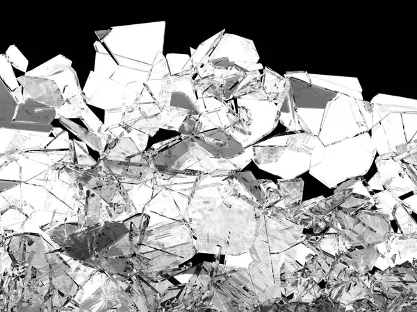 Kırık veya siyah, kırık cam parçaları 3d çizim; 3D render