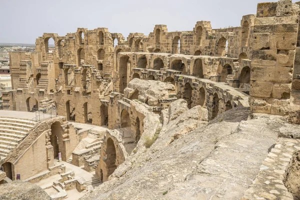 Djem Tunus Afrika Içinde Roma Amfi Tiyatro Kalıntıları — Stok fotoğraf