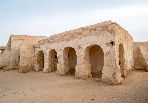 Tatooine Bolygó Táj Elhagyott Készletek Shooting Star Wars Film Szaharai — Stock Fotó