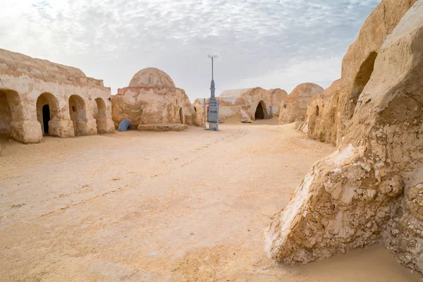 Tatooine Bolygó Táj Elhagyott Készletek Shooting Star Wars Film Szaharai — Stock Fotó