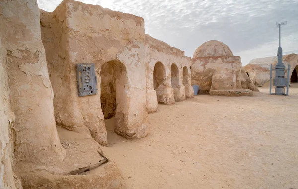 Tatooine Bolygó Táj Elhagyott Készletek Shooting Star Wars Film Szaharai — Stock Fotó