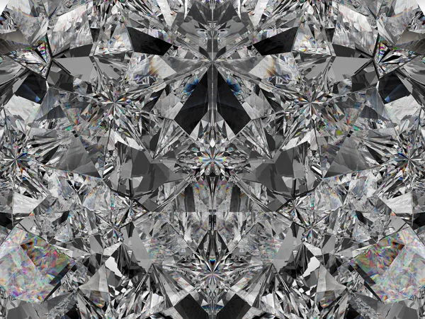 Diamond Structure Extreme Closeup Kaleidoscope Top View Gemstone Render Illustration — Stock Photo, Image