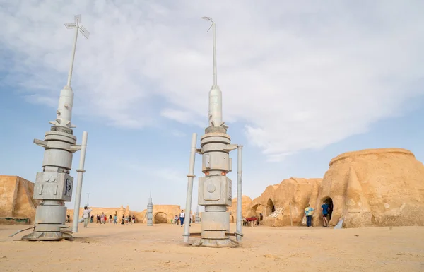 Tatooine Bolygó Táj Elhagyott Készletek Shooting Star Wars Film Szaharai — Stock Fotó