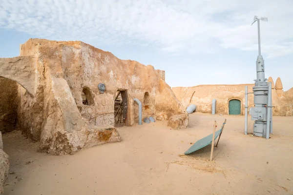 Tatooine Bolygó Táj Elhagyott Készletek Shooting Star Wars Film Szaharai — Stock Fotó