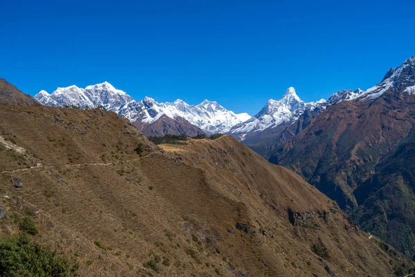 Everest Lhotse Ama Dablam Vette Trekking Nel Campo Base Dell — Foto Stock