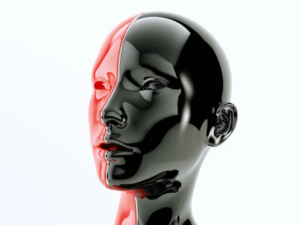 Black Red Human Head Separated Line Symbol Balance Diversity Render — Stock Photo, Image
