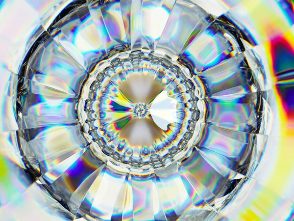 グラデーション ガラス万華鏡のエフェクトとテクスチャーのクローズ アップ 丸い宝石の平面図 のレンダリング イラストレーション — ストック写真