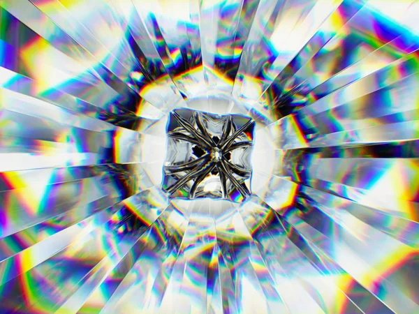 Diamond Structure Extreme Closeup Kaleidoscope Top View Gemstone Render Illustration — Stock Photo, Image