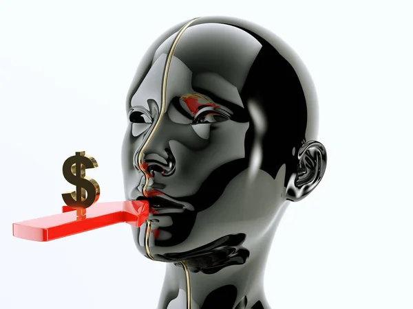 Consumption Consumerism Arrow Dollar Sign Human Customer Mouth Render Illustration — Stock Photo, Image