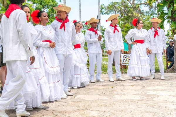 Bailarines Bailando Son Jarocho Bamba Danza Folclórica Cuba Primavera 2018 — Foto de Stock