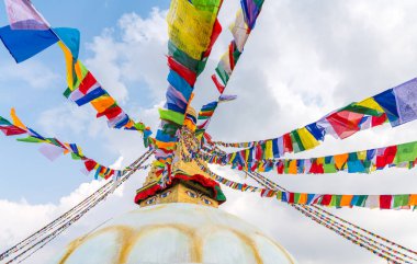 Boudhanath Stupa Katmandu, Nepal. Budist stupa Boudha Stupa, dünyanın en büyük stupas biridir