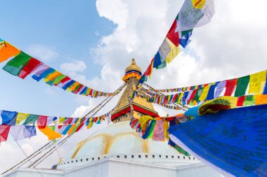 Boudhanath Stupa Katmandu, Nepal. Budist stupa Boudha Stupa, dünyanın en büyük stupas biridir