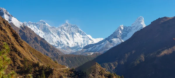 Summity Everest Lhotse Ama Dablam Základního Tábora Mount Everest Trek — Stock fotografie
