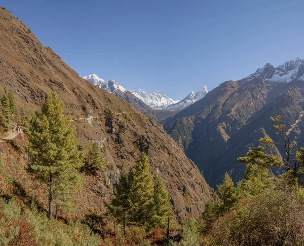 Everest Lhotse Ama Dablam Vette Trekking Nel Campo Base Dell — Foto Stock