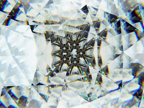 Gemstone Eller Diamant Struktur Närbild Och Kalejdoskop Render Illustration — Stockfoto