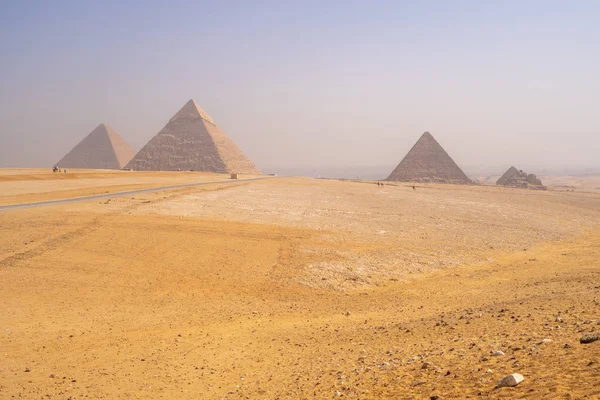 Пирамиды Гизы Близ Каира Египет Чудо Света Пустыне — стоковое фото