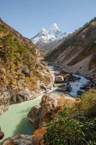 Cumbre Ama Dablam Himalaya Caminata Campamento Base Del Everest Trekking —  Fotos de Stock