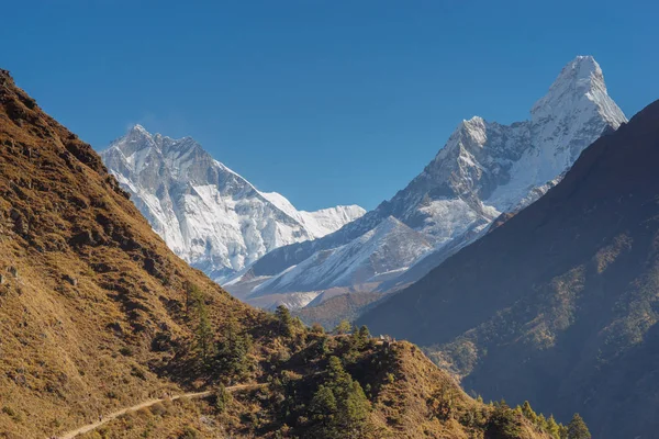 Everest Och Lhotse Ama Dablam Toppmöten Everest Base Camp Trek — Stockfoto