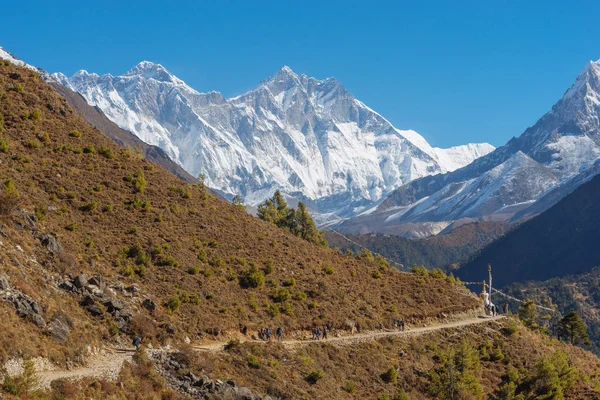Summity Everest Lhotse Ama Dablam Základního Tábora Mount Everest Trek — Stock fotografie