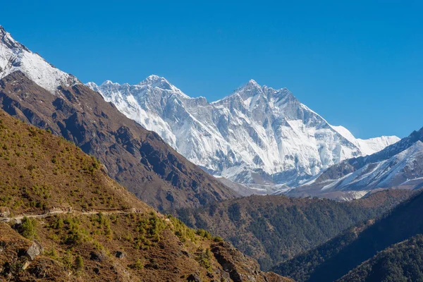 Cumbres Del Everest Lhotse Ama Dablam Caminata Campamento Base Del — Foto de Stock