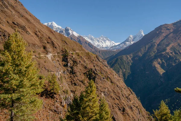 Everest Och Lhotse Ama Dablam Toppmöten Everest Base Camp Trek — Stockfoto