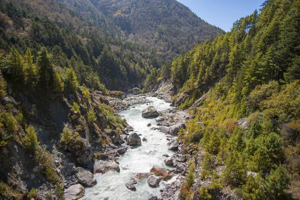 Rivière Ruisseau Rocheux Dans Himalaya Trek Camp Base Everest — Photo