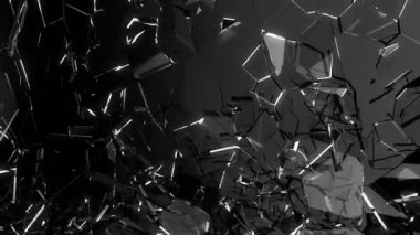 Paramparça ve ağır çekimde kırık cam. Alfa mat