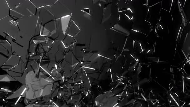 ガラスは粉々 にスローモーションで壊れた アルファマット — ストック動画