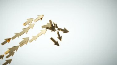 Finansal büyüme altın okları grafik yukarı ve aşağı hareket
