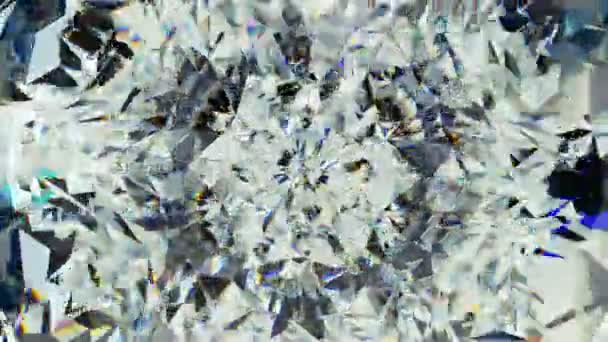 Diamante Brilho Macro Girar Triângulo Padrão Sem Costura Loop Caleidoscópio — Vídeo de Stock