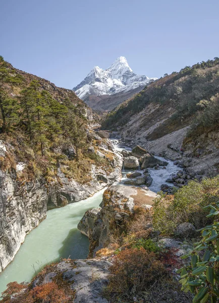 Ama Dablam Szczyt Himalajach Podstawy Obozu Trek Everest Trekking Nepalu — Zdjęcie stockowe