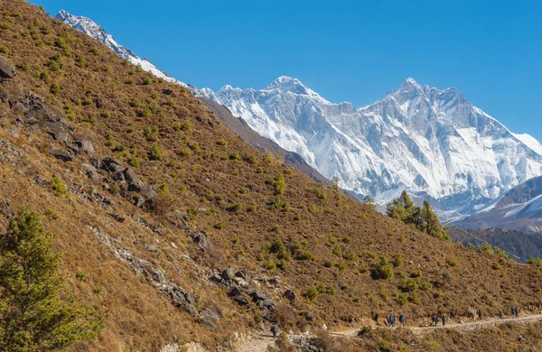 Everest Och Lhotse Ama Dablam Toppmöten Everest Base Camp Trek — Stockfoto