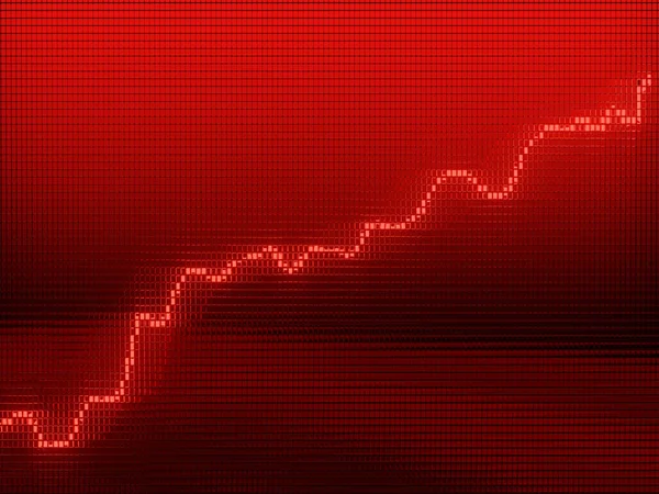 Gráfico Vermelho Subindo Gráfico Como Crescimento Sucesso Negócios Renderização Ilustração — Fotografia de Stock