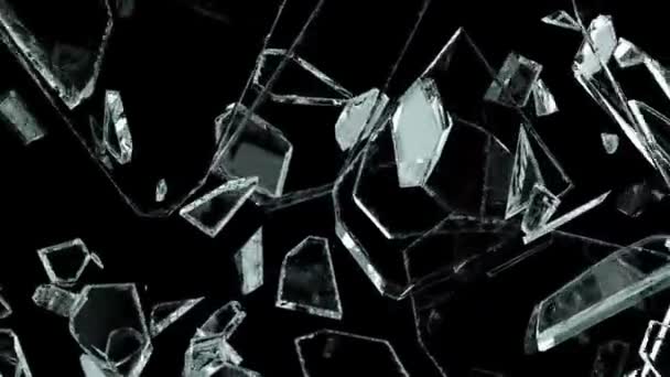 ガラスは粉々 にスローモーションで壊れた アルファ マット のレンダリング アニメーション — ストック動画
