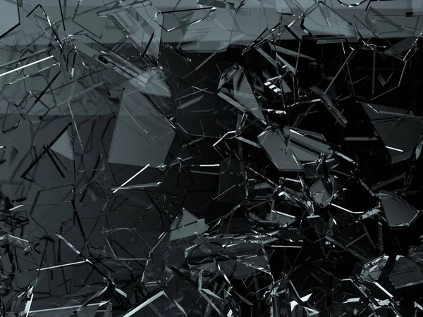 Pieces Glass Broken Cracked Black Illustration Rendering — Stock Photo, Image