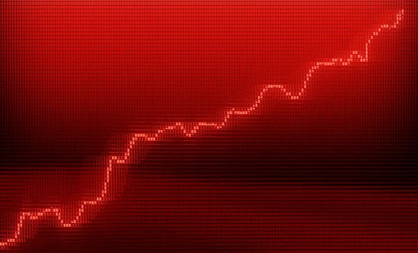 Červená Graf Postupující Graf Jako Růst Obchodní Úspěch Render Ilustrace — Stock fotografie