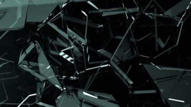 Ağır çekimde tahribe Shattered cam parçaları. Alfa mat