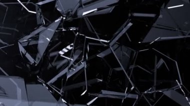 Ağır çekimde tahribe Shattered cam parçaları. Alfa mat