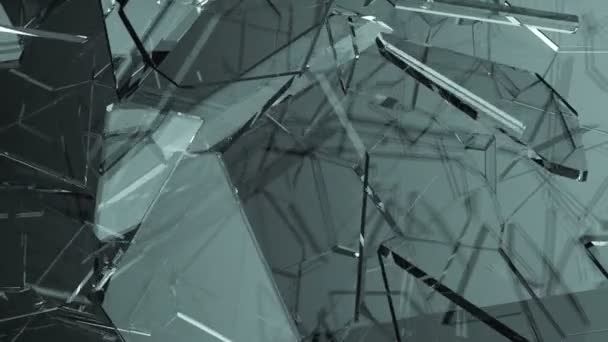 Pieces Destructed Shattered Glass Slow Motion Alpha Matte — Stock Video