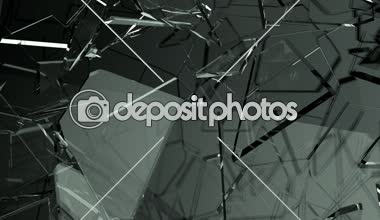 Cam çatlak ve yavaş hareket ile paramparça. Alfa, 3d render, 3d animasyon