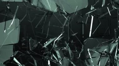 Cam çatlak ve yavaş hareket ile paramparça. Alfa, 3d render, 3d animasyon