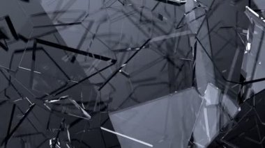 Cam çatlak ve yavaş hareket ile paramparça. Alfa, 3d render, 3d animasyon