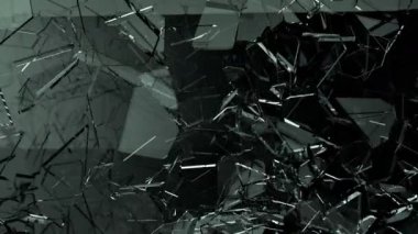 Cam çatlak ve yavaş hareket ile paramparça. Alfa, 3d render, 3d animasyon