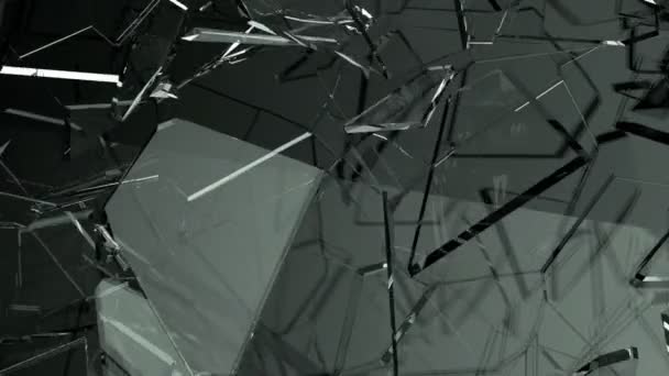Glass Crack Shatter Slow Motion Alpha Render Animation — Stock Video