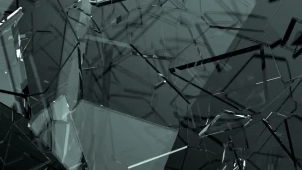 Glass Crack Shatter Slow Motion Alpha Render Animation — Stock Video