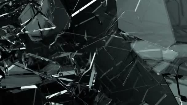 ガラス亀裂とスローモーションで粉砕 アルファ レンダリング アニメーション — ストック動画