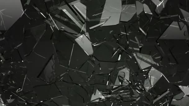 スローモーションで破壊の粉々 のガラスの破片 アルファマット — ストック動画